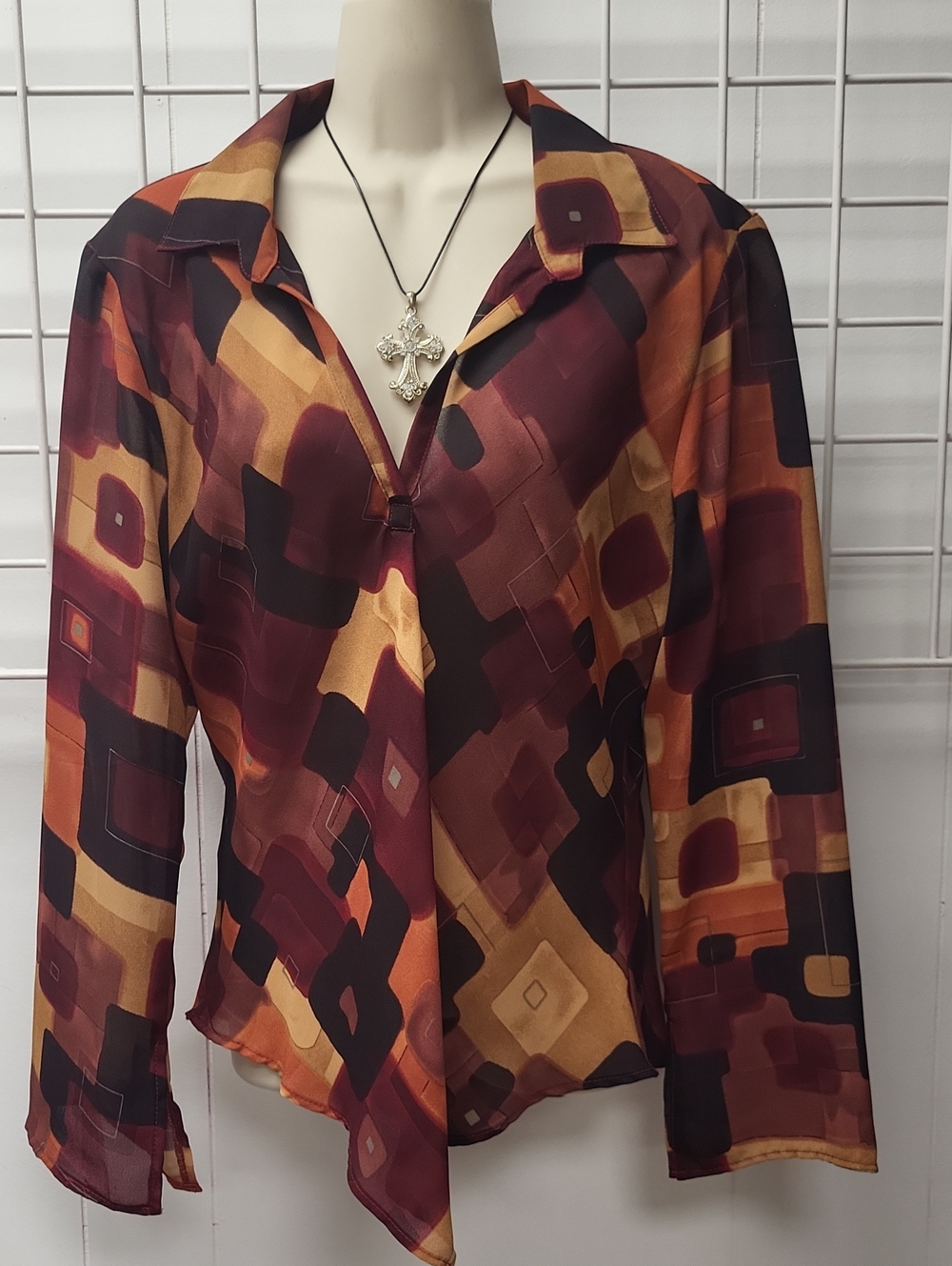 VTG. ANNE Charles Abstract Geo Print Blouse - MEDUIM